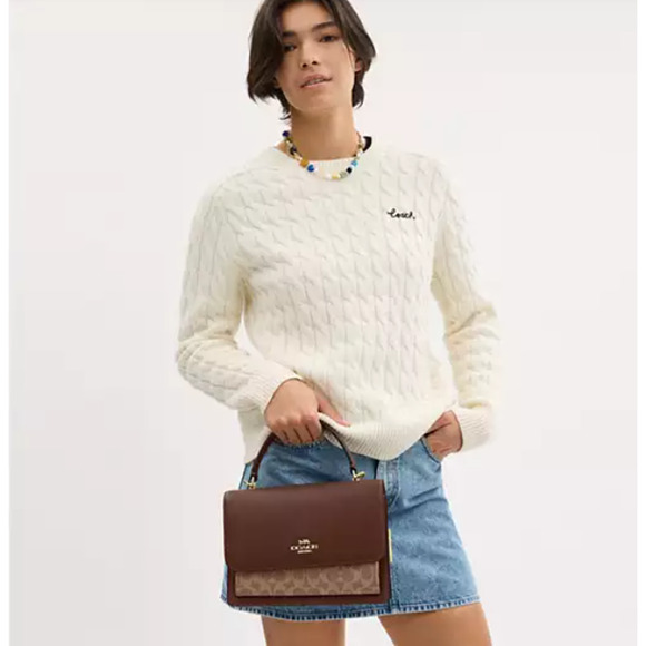 Coach Klare Top Handle Crossbody Bag Signature Canvas CY687 Gold/Tan/Brown NWT - Picture 5 of 9